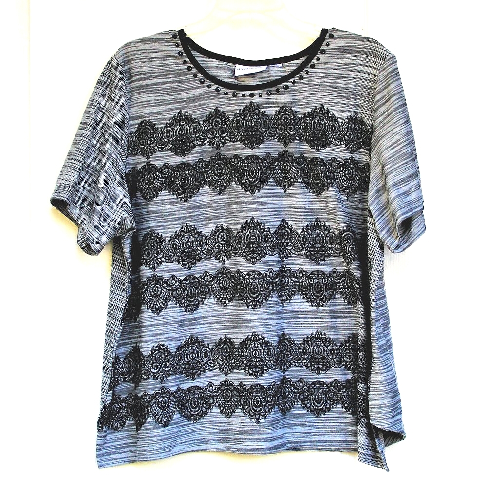 Alfred dunner black lace design blouse